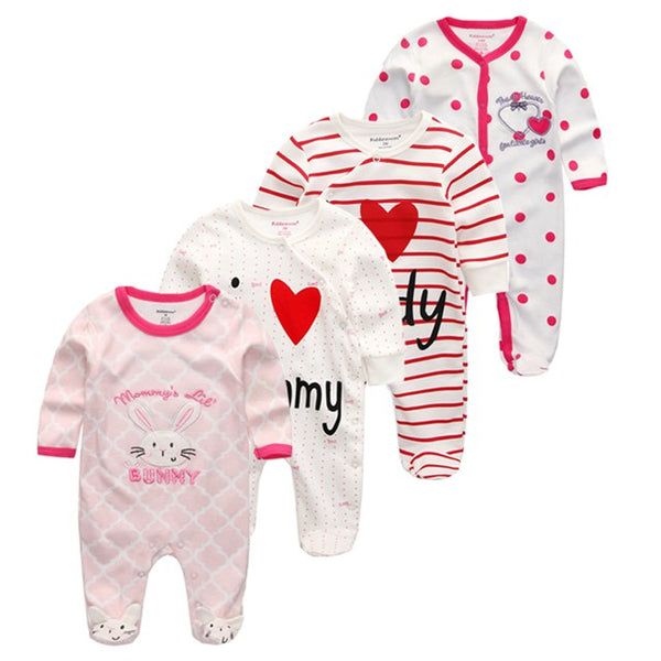 New 2/3/4pcs Baby Rompers Long Sleeve Printed Jumpsuit