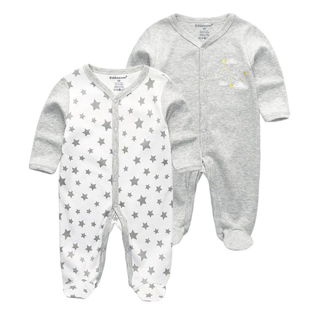 New 2/3/4pcs Baby Rompers Long Sleeve Printed Jumpsuit