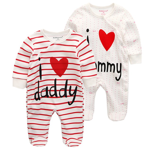 New 2/3/4pcs Baby Rompers Long Sleeve Printed Jumpsuit