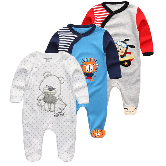 New 2/3/4pcs Baby Rompers Long Sleeve Printed Jumpsuit