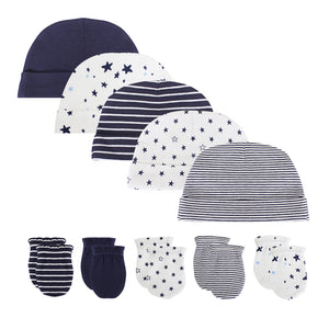 Bonnet + gants pour nouveau-né en coton Accessoires pour casquette 