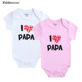 2Pcs Baby Bodysuits Cotton I Love Papa Mama