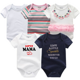 2024 Baby Girls Bodysuits Short Sleeve 5pcs