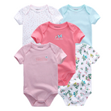 2024 Baby Girls Bodysuits Short Sleeve 5pcs