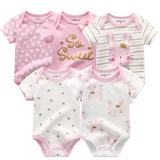 2024 Baby Girls Bodysuits Short Sleeve 5pcs