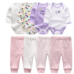 2024 Baby Clothing Set Bodysuits+Pants 8pcs