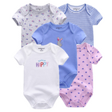 2024 Baby Girls Bodysuits Short Sleeve 5pcs