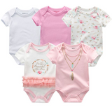 2024 Baby Girls Bodysuits Short Sleeve 5pcs