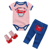 3Pcs Baby Bodysuits+Pants+Socks Sets Girls